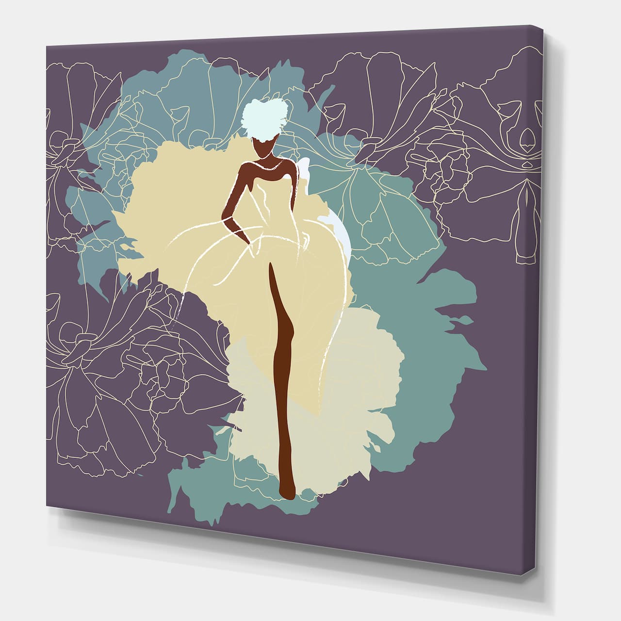 Designart - African American Woman In Gorgeous Wedding Dress - Modern Canvas Wall Art Print